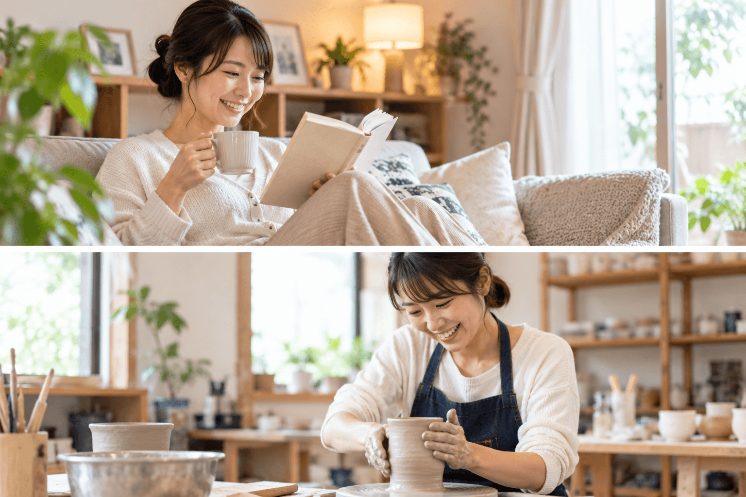 読書や陶芸など、仕事のあとに自分の時間を楽しむ派遣スタッフ